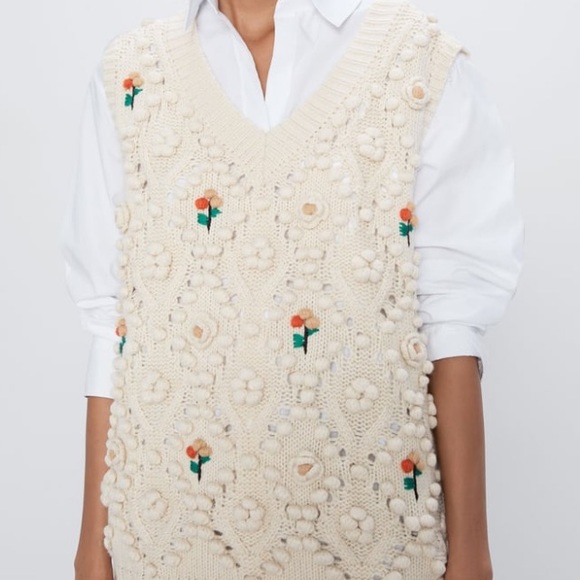 Zara Sweaters Zara Trf Floral Knit Vests Poshmark